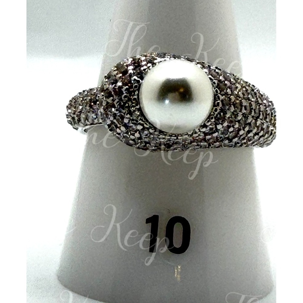 Size 10 Bomb Party June Ring - RG94945 The Pearl Empress - Ceramic Pearl